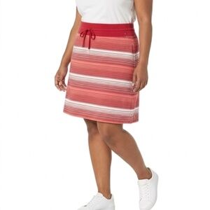 Tommy Hilfiger Women's Skirt L Red Striped 100% Cotton Lined Knit Casual